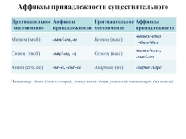 Аффиксы принадлежности существительного