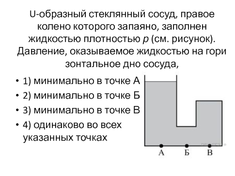 Стеклянный сосуд сложной формы заполнен жидкостью см рисунок