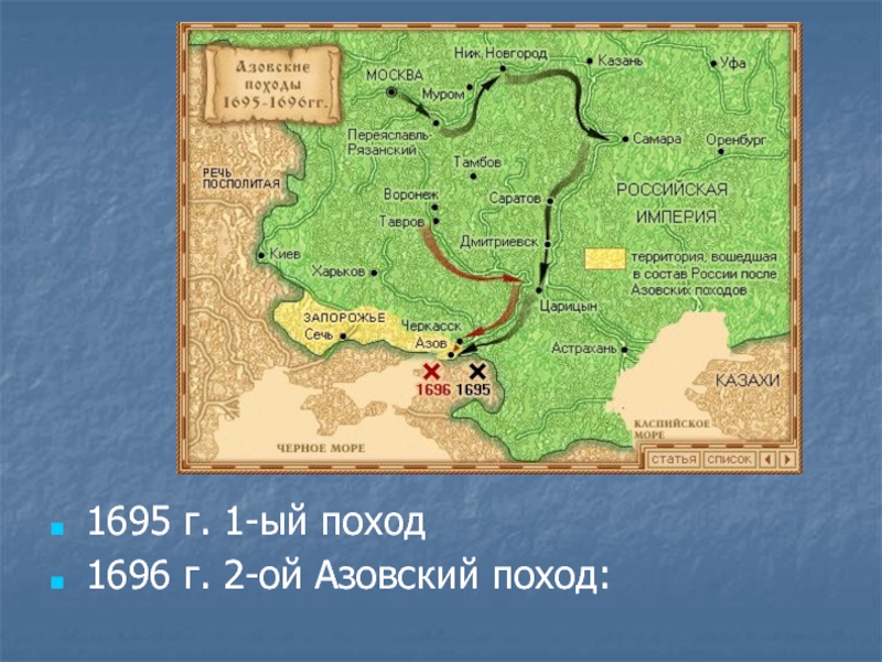 Азовский поход 1695 карта