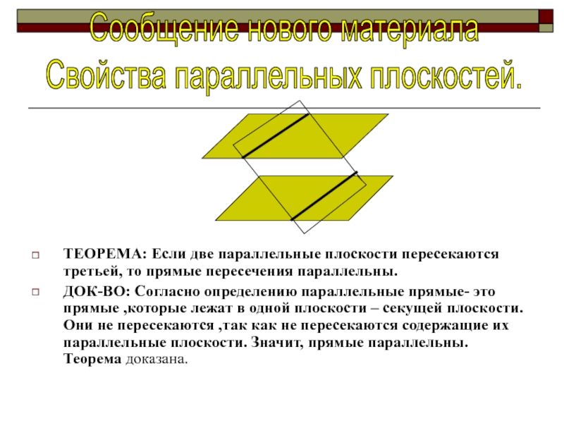 Доказательство параллельных плоскостей