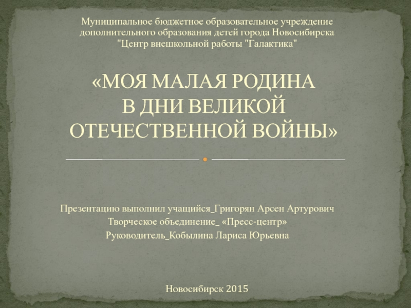 Презентация Новосибирск 2015