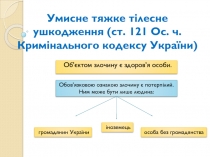 Умисне тяжке тілесне ушкодження (ст. 121 Ос. ч. Кримінального кодексу України)