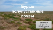 Выполнила студентка
ИМиЕН группы ББ-11
Сафина Динара
Бурые полупустынные почвы