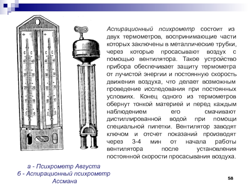 Схема гигрометра психрометрического