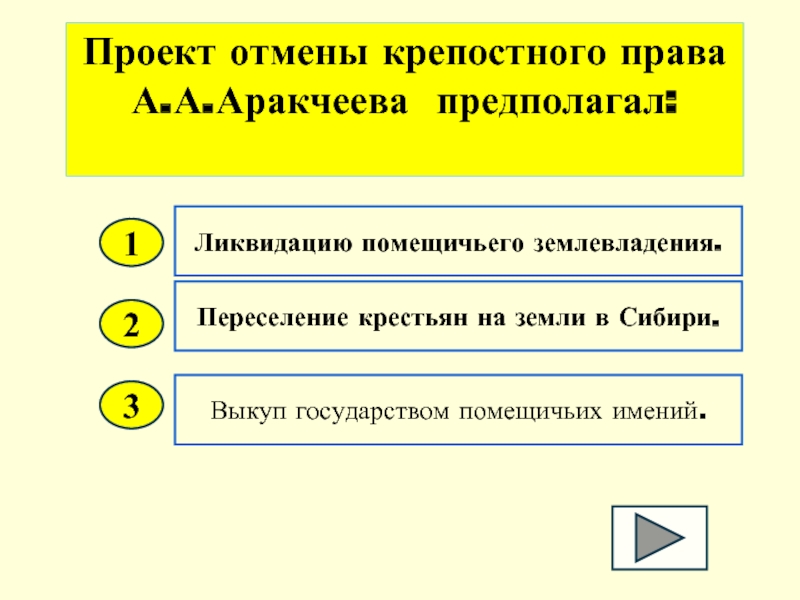 Проект аракчеева об отмене крепостного права год