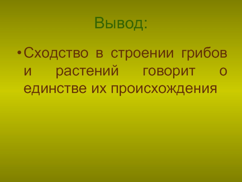 Вывод сходстве. Эволюция грибов. Особенности развития грибов. Происхождение грибов. Вывод о сходстве.