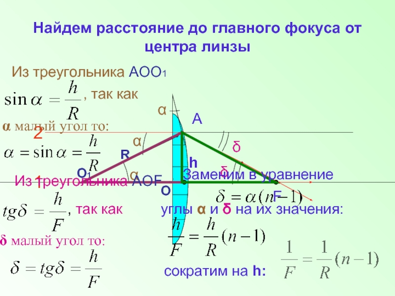 Где находится фокусами. Формула нахождения фокуса линзы. Фокус плосковыпуклой линзы. Фокус линзы через радиус. Радиус кривизны и фокус линзы.