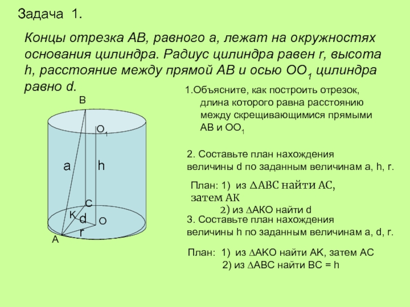 Найдите высоту и радиус цилиндра. Радиус основания цилиндра. Концы отрезка АВ лежат на окружностях оснований цилиндра радиус. Концы отрезка ab лежат на окружностях оснований цилиндра. Радиус цилиндра равен.