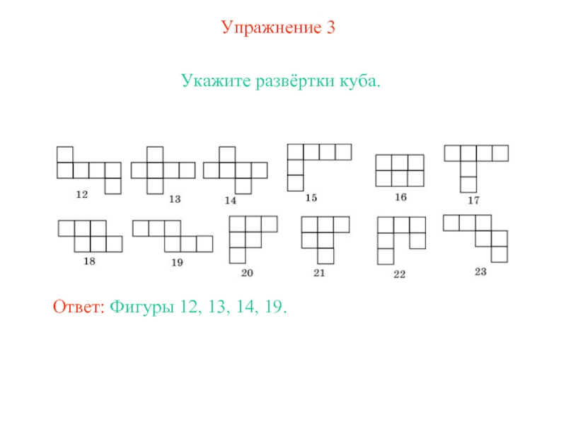 Укажите развертки куба изображенные на рисунке