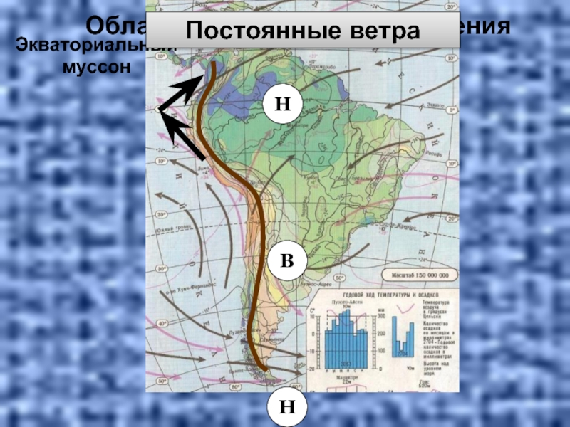 Западный муссон. Климат Южной Америки 7 класс география. Особенности климата Южной Америки. Самое влажное место в Южной Америке на карте. Постоянные ветры Бразилии.