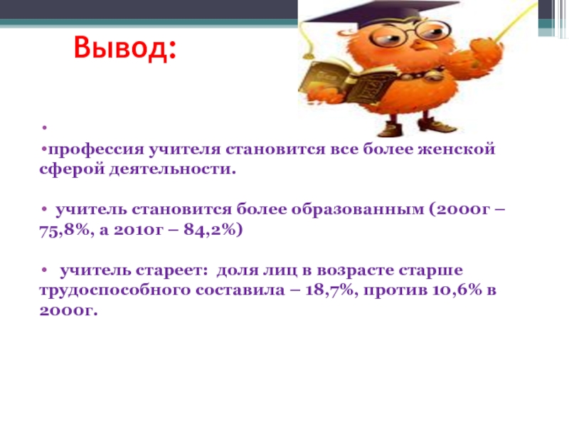 Вывод стать. Вывод, общая оценка стать педагогом.