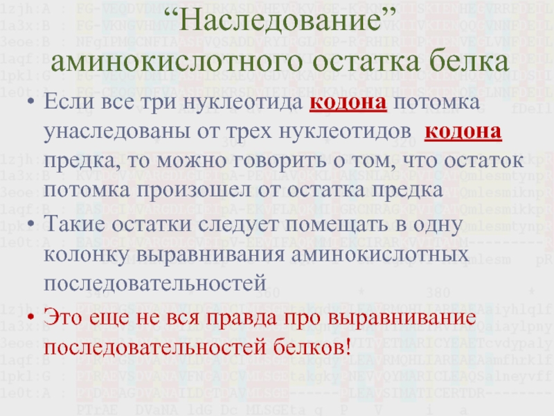 Аминокислотные остатки в белках. Аминокислотные остатки ппц и мутантные участки.