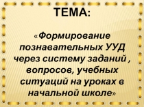 Формирование познавательных УУД через систему заданий, вопросов, учебных ситуаций на уроках в начальной школе