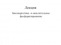 Биоэнергетика и окислительное фосфорилирование