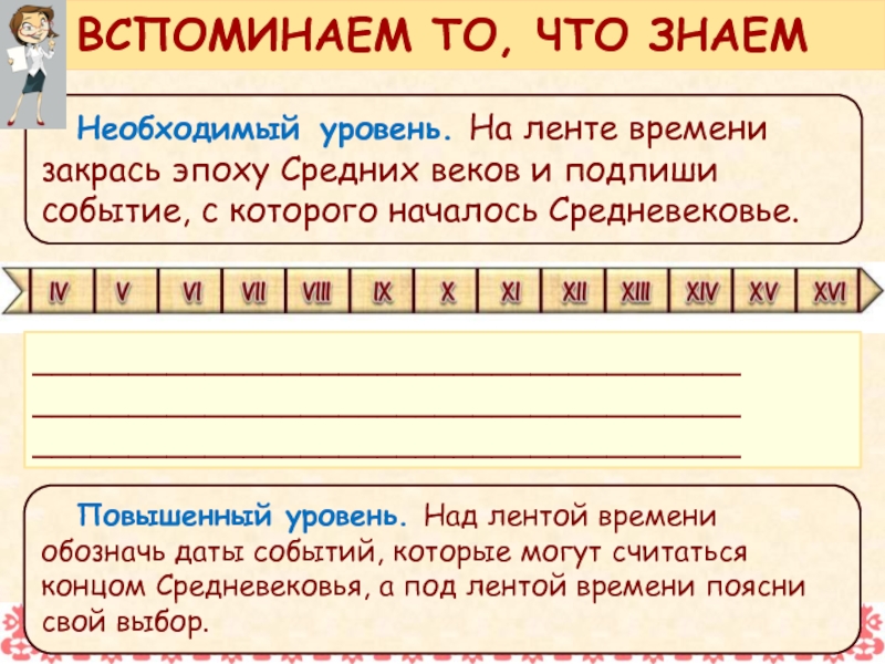 Событие с которого начинается новое время. Закрась на ленте времени эпоху средневековья. Подпиши века и эпохи на ленте времени. Средневековье когда начался и закончился.