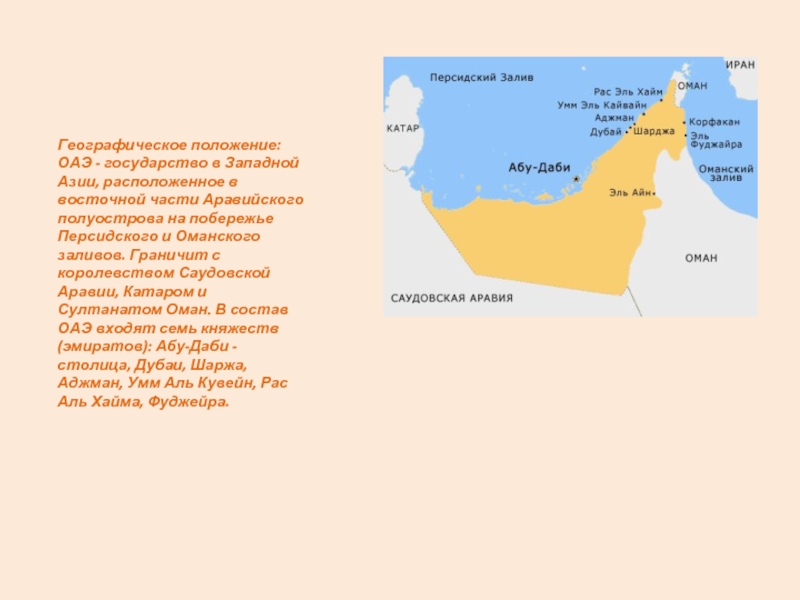 Арабские эмираты презентация по географии