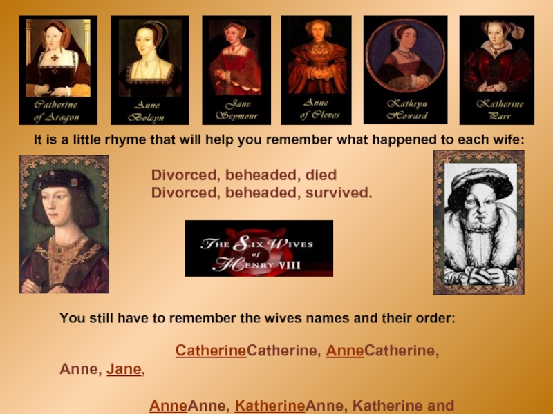You still have to remember the wives names and their order:
