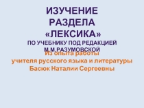 Лексические единицы: синонимы, антонимы, многозначные слова