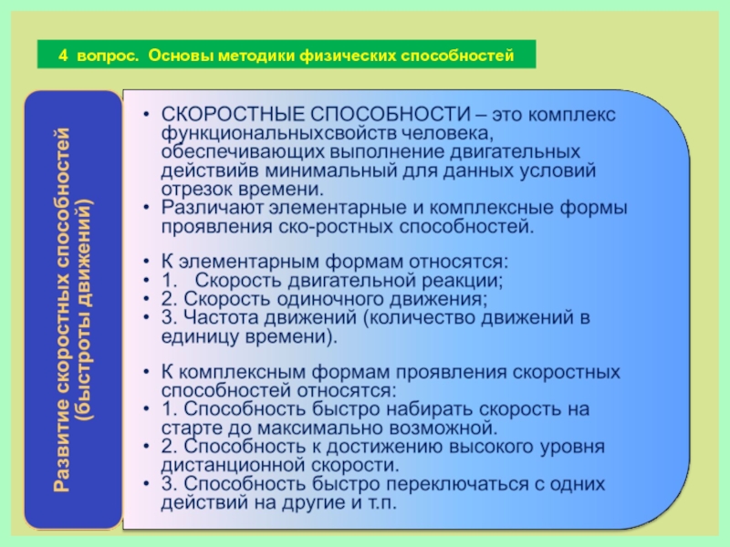 Физические умения и навыки. Методы скоростных способностей. Методика воспитания скоростных способностей. Методы развития скоростных способностей. Основы методики развития скоростных способностей.