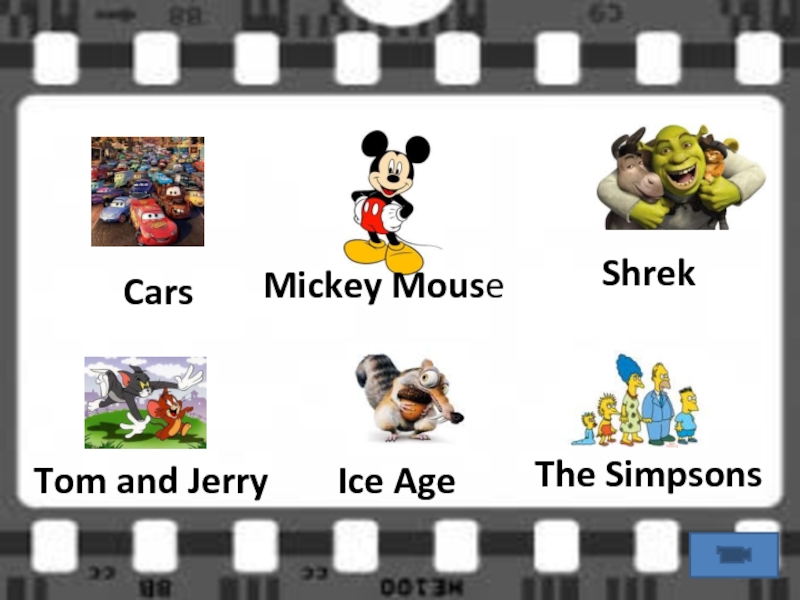 Ice AgeMickey Mouse Shrek Tom and JerryCarsThe Simpsons