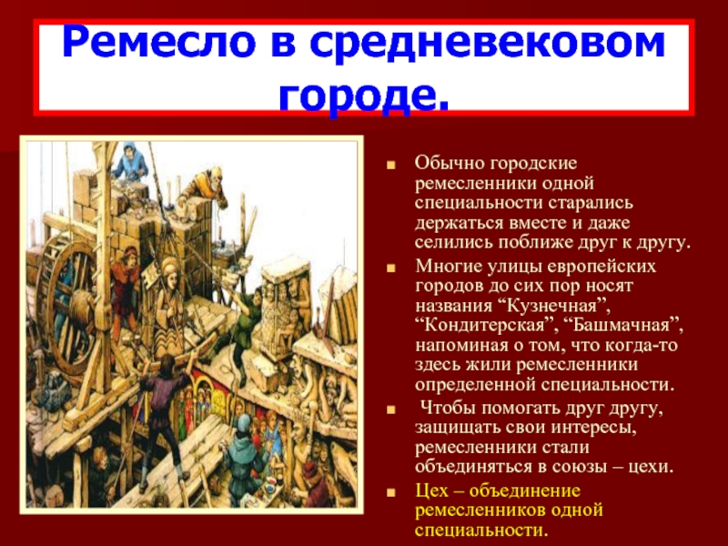 Формирование средневековых городов городское ремесло презентация