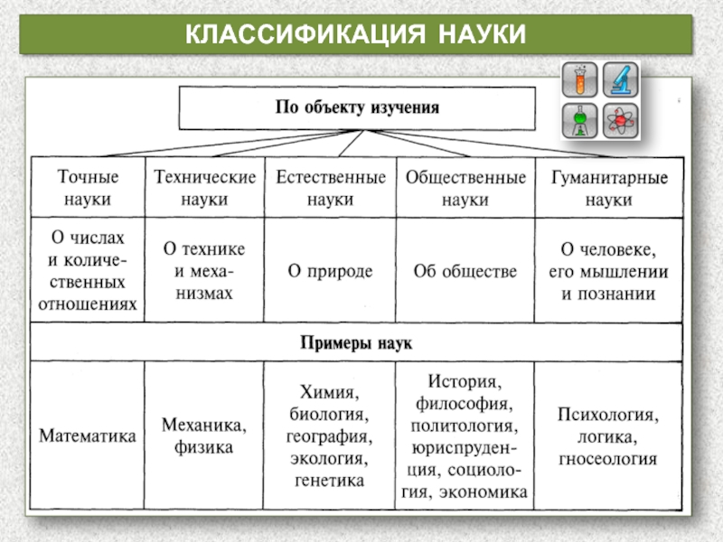 Классификация наук схема