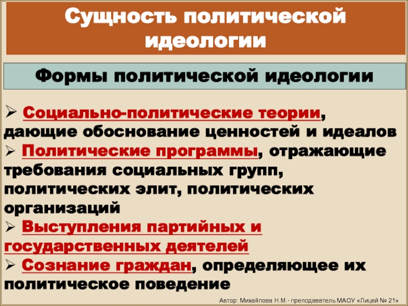 Политика группы и организации. Виды политических групп. Политические социальные группы. Формы идеологии. Политические идеалы характеристика.