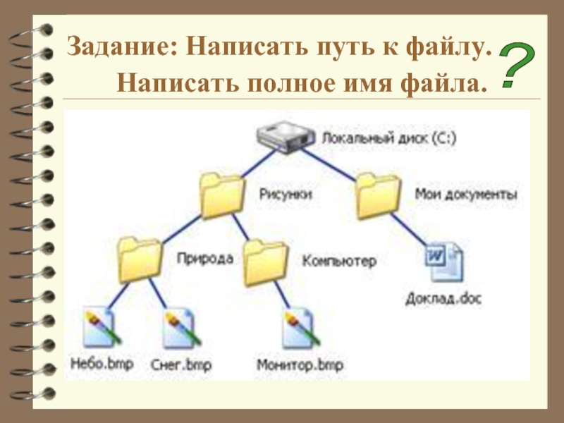 Дано дерево каталогов составь полное имя файла диаграмма xls