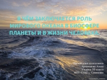 В чём заключается роль Мирового океана в биосфере планеты и в жизни человека