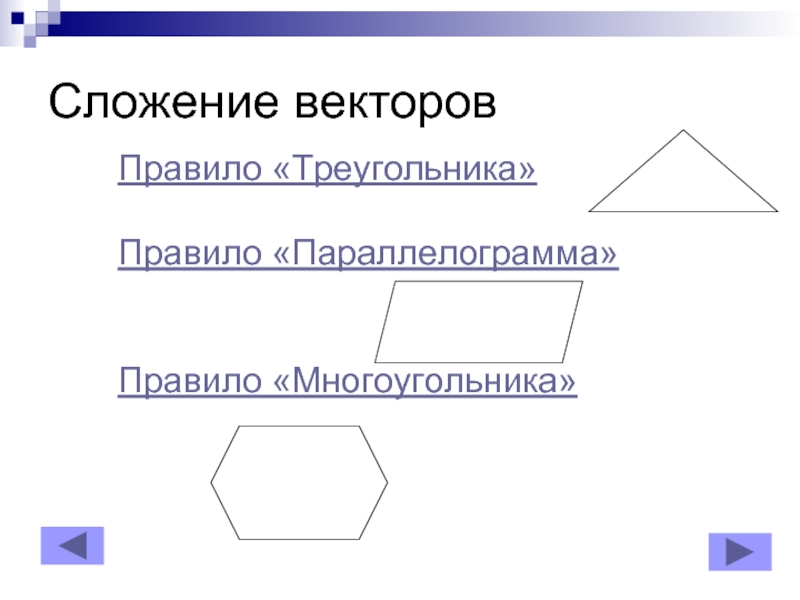 Правило многоугольника. Правило треугольника и параллелограмма. Сложение векторов многоугольника. Правила треугольника параллелограмма многоугольника.