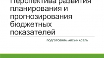 Перспектива развития планирования и прогнозирования бюджетных показателей