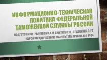 Информационно-техническая политика ФТС России