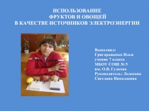 ИСПОЛЬЗОВАНИЕ ФРУКТОВ И ОВОЩЕЙ В КАЧЕСТВЕ ИСТОЧНИКОВ ЭЛЕКТРОЭНЕРГИИ   