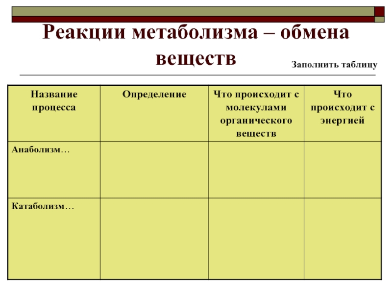 Реакции энергетического обмена