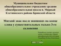 Мягкий знак после шипящих на конце слова у существительных только 3-го склонения