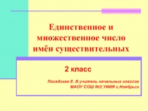 Единственное и множественное число имён существительных  2 класс