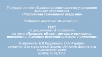 Предмет, объект, методы и принципы психологии. Значение психологии в жизни человека