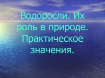 Водоросли. Их роль в природе. Практическое значения.