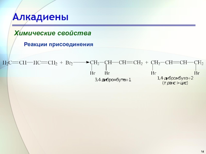 Химические свойства алкадиенов