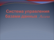 Система управления базами данных Access 