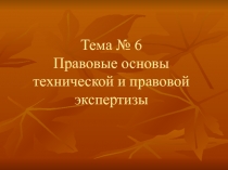 Правовые основы технической и правовой экспертизы