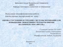 ОЦЕНКА СОСТОЯНИЯ И СОЗДАНИЕ СИСТЕМЫ МОТИВАЦИИ ДЛЯ ПОВЫШЕНИЯ ЭФФЕКТИВНОСТИ РАБОТЫ ФИРМЫ