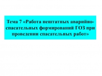 Работа нештатных аварийно-спасательных формирований ГОЗ при проведении спасательных работ