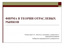 Теория отраслевых рынков 