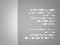 Территориальное разделение труда