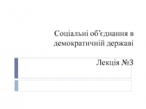 Соціальні об’єднання в демократичній державі 