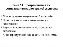 Програмування та прогнозування національної економіки 