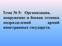 Организация, вооружение и боевая техника подразделений иностранных государств 