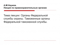 Органы Федеральной службы охраны. Таможенные органы Федеральной таможенной службы
