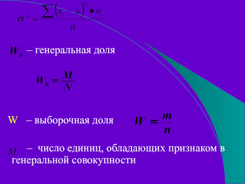 – генеральная доля  W  –